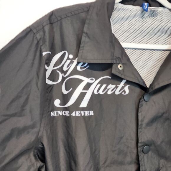 H&M Life Hurts Since 4ever Graphic Windbreaker Jacket Size M Urban Grafitti - Picture 3 of 11